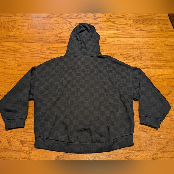 Black GAP hoodie - large - slightly cropped soft hooded sweatshirt - Checkered - Picture 7 of 10